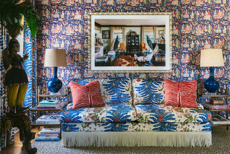 Brunschwig & Fils SHALIMAR NAVY/RED Wallpaper