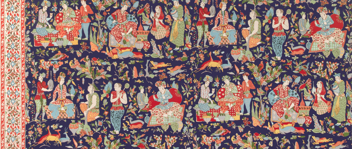 Brunschwig & Fils SHALIMAR NAVY/RED Wallpaper