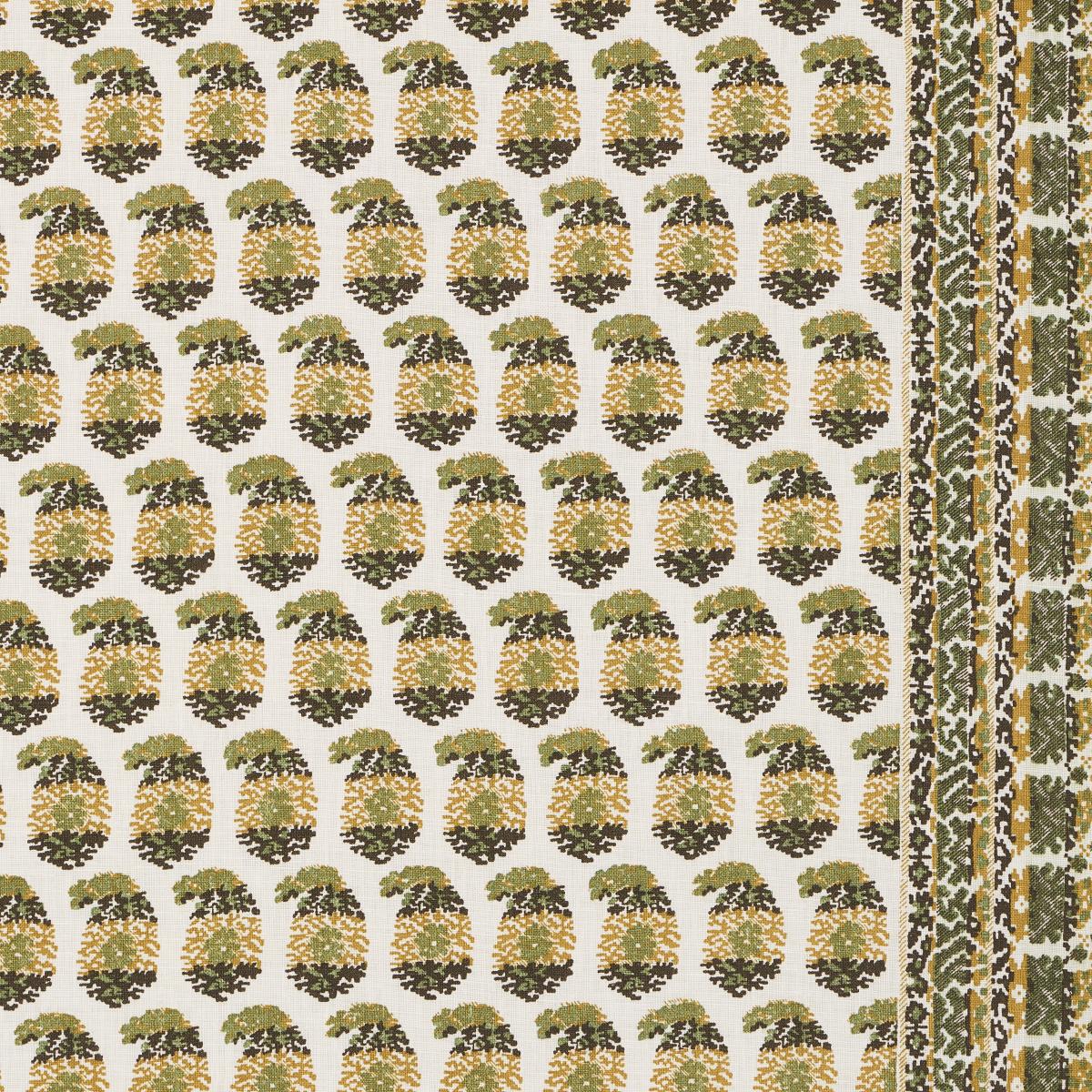Schumacher Terry Ochre & Green Fabric