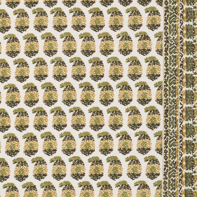 Schumacher Terry Ochre & Green Fabric