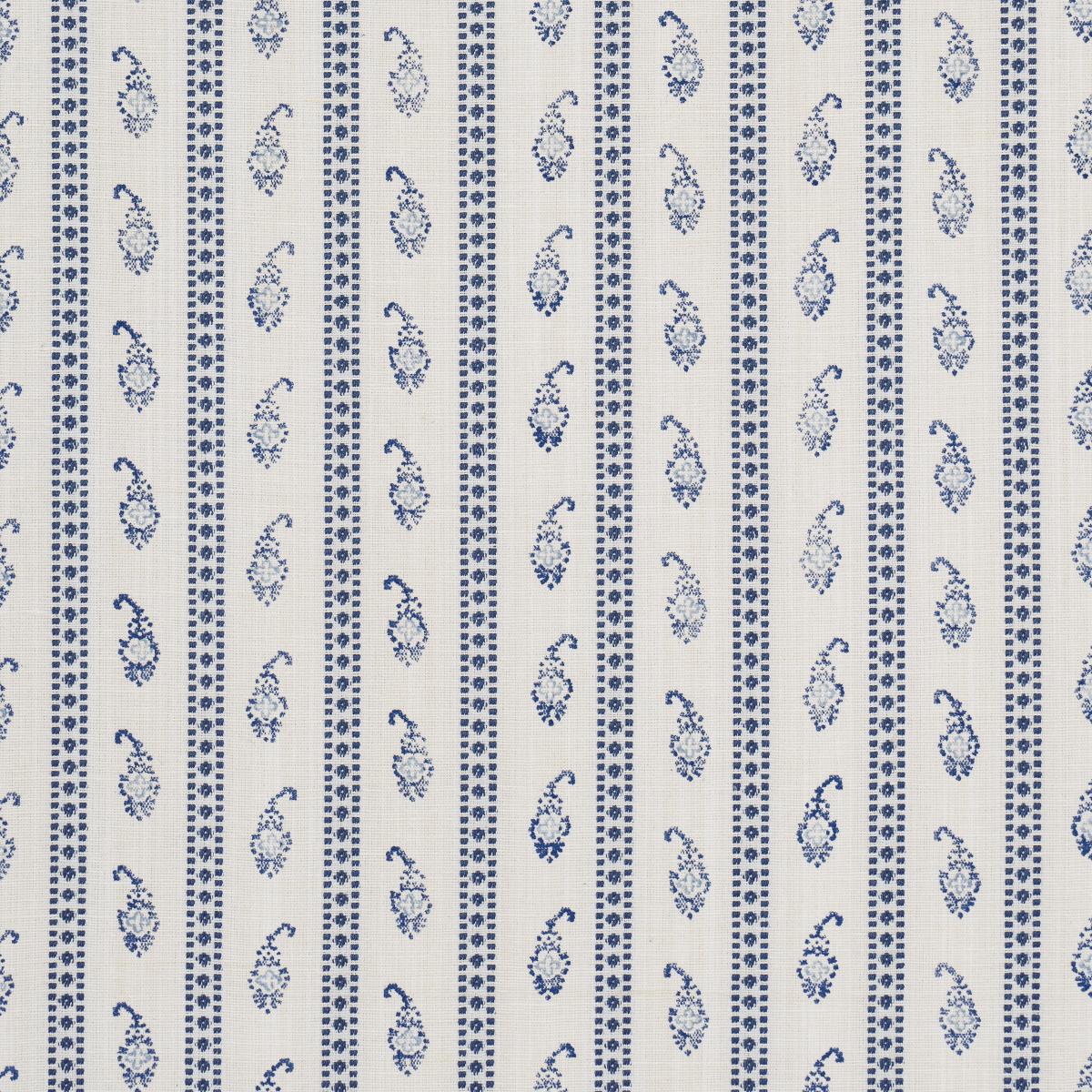 Schumacher Eddie Woven Hand Block Print Blue Fabric