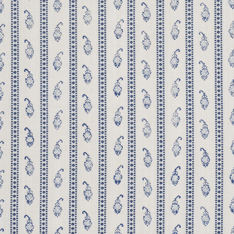 Schumacher Eddie Woven Hand Block Print Blue Fabric