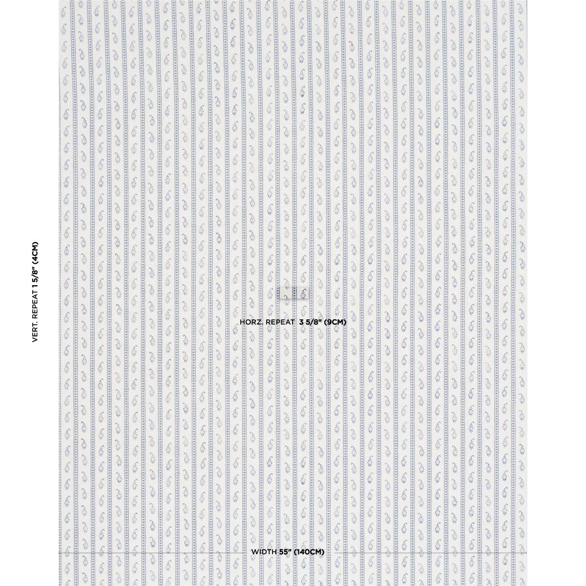 Schumacher Eddie Woven Hand Block Print Blue Fabric