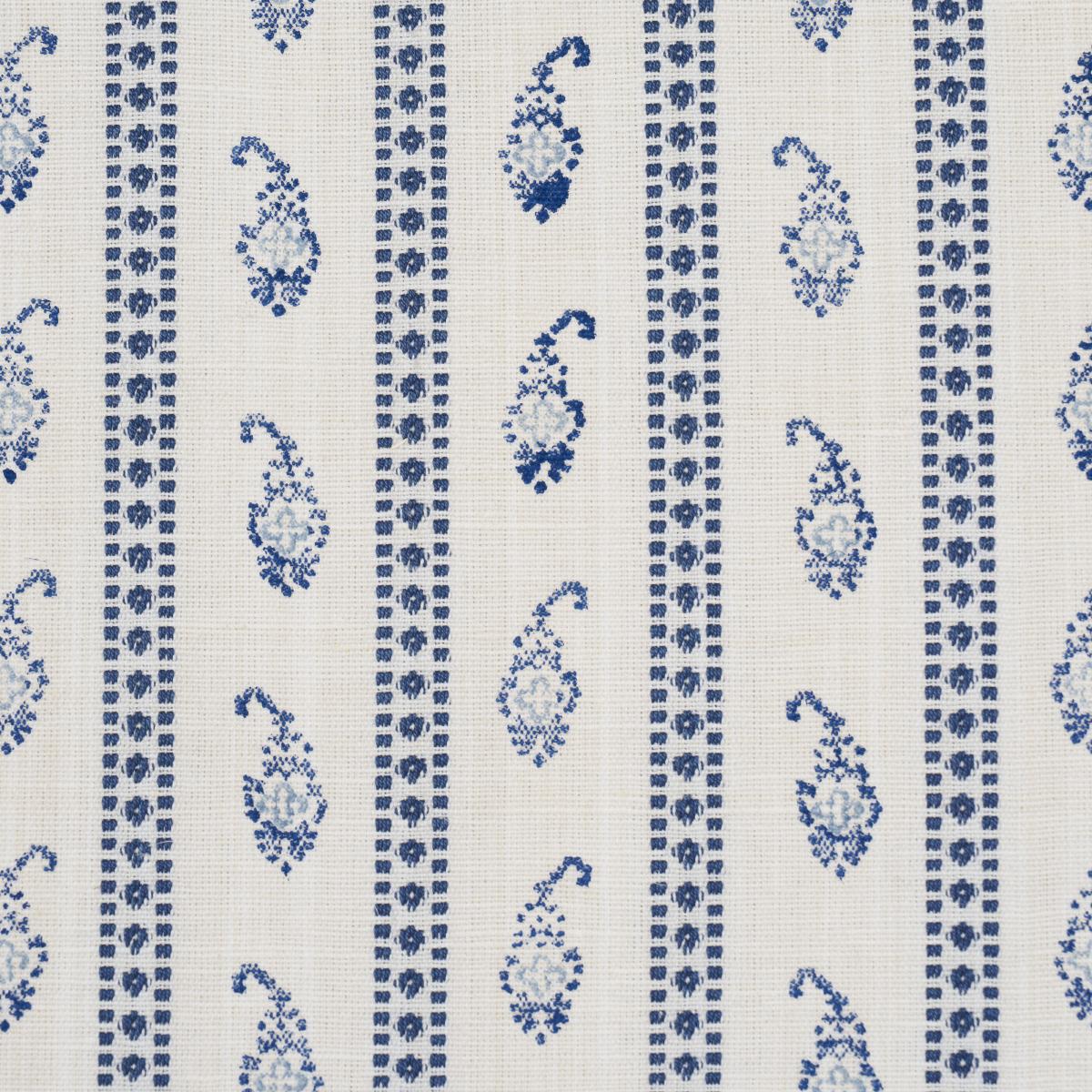 Schumacher Eddie Woven Hand Block Print Blue Fabric