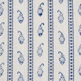 Schumacher Eddie Woven Hand Block Print Blue Fabric