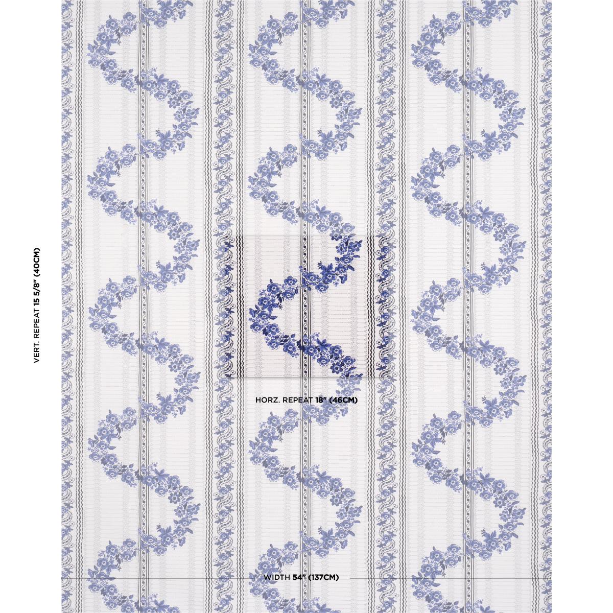 Schumacher Serena Garland Blue Fabric