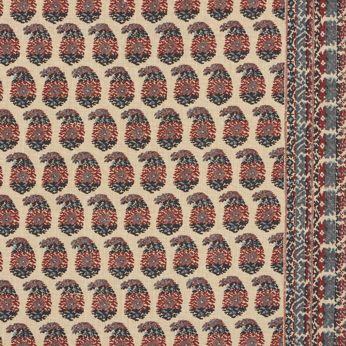 Schumacher Terry Red & Navy Fabric