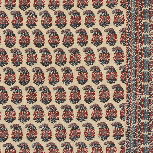 Schumacher Terry Red & Navy Fabric