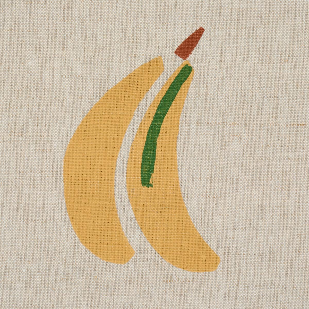 Schumacher Banana Stand Hand Block Print Ochre And Green On Natural Fabric