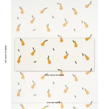 Schumacher Pears Hand Block Print Green And Ochre On White Fabric