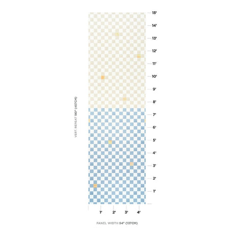 Schumacher Backdrop X Schumacher Gambit Panel Sand & Soft Blue Wallpaper