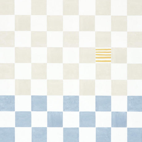 Schumacher Backdrop X Schumacher Gambit Panel Sand & Soft Blue Wallpaper