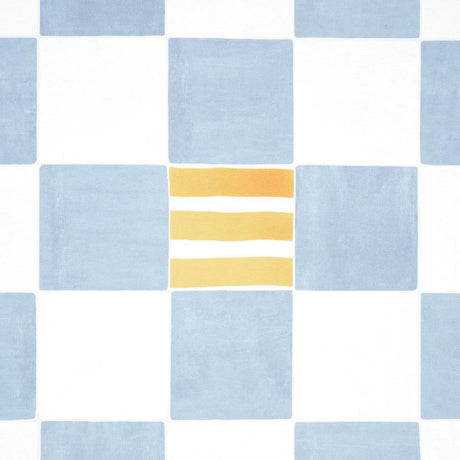 Schumacher Backdrop X Schumacher Gambit Panel Sand & Soft Blue Wallpaper