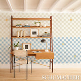 Schumacher Backdrop X Schumacher Gambit Panel Sand & Soft Blue Wallpaper