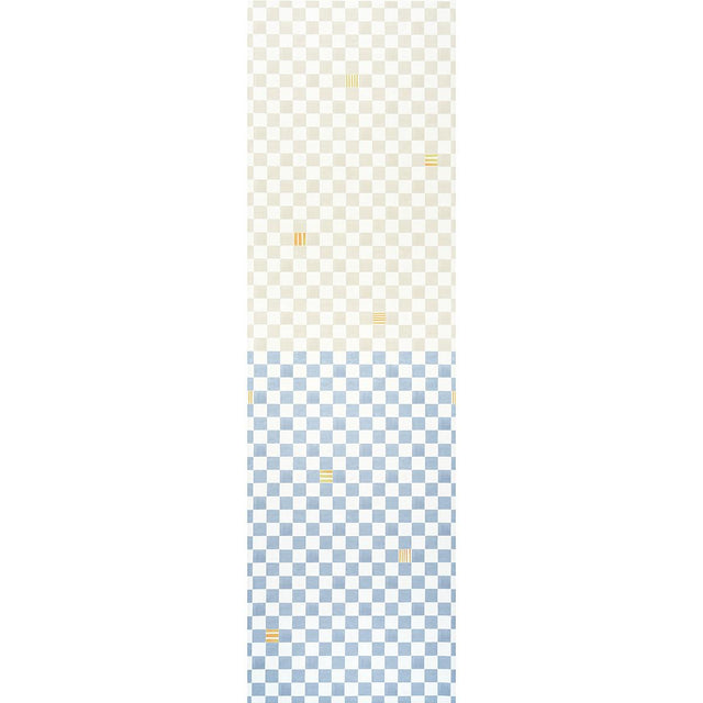 Schumacher Backdrop X Schumacher Gambit Panel Sand & Soft Blue Wallpaper