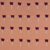 Schumacher Tulip Play Hand Block Print Violet On Rust Fabric