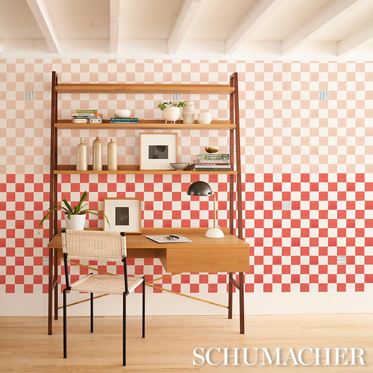 Schumacher Gambit Panel Earthy Pink & Red Wallpaper