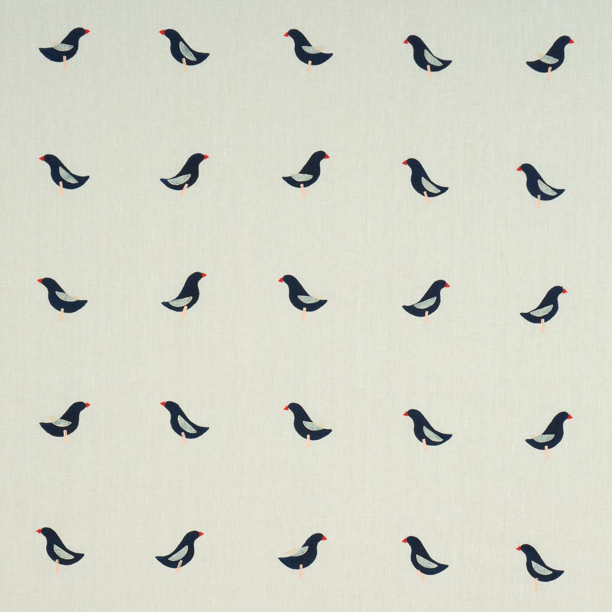 Schumacher Birds Hand Block Print Black On Natural Fabric