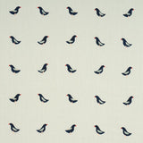 Schumacher Birds Hand Block Print Black On Natural Fabric