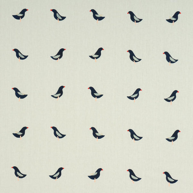 Schumacher Birds Hand Block Print Black On Natural Fabric