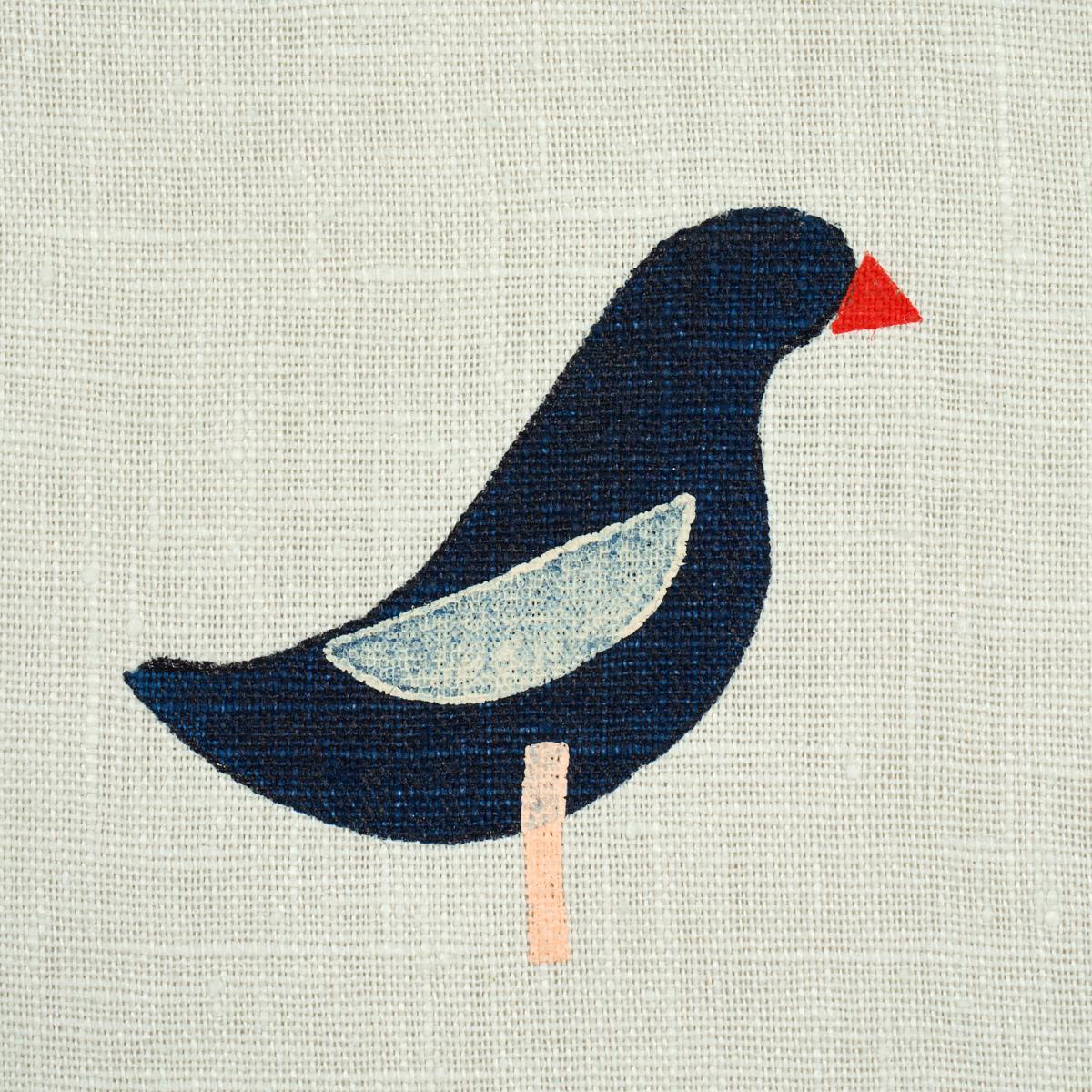 Schumacher Birds Hand Block Print Black On Natural Fabric