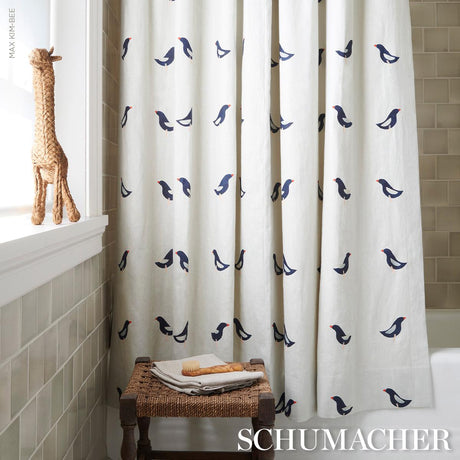 Schumacher Birds Hand Block Print Black On Natural Fabric