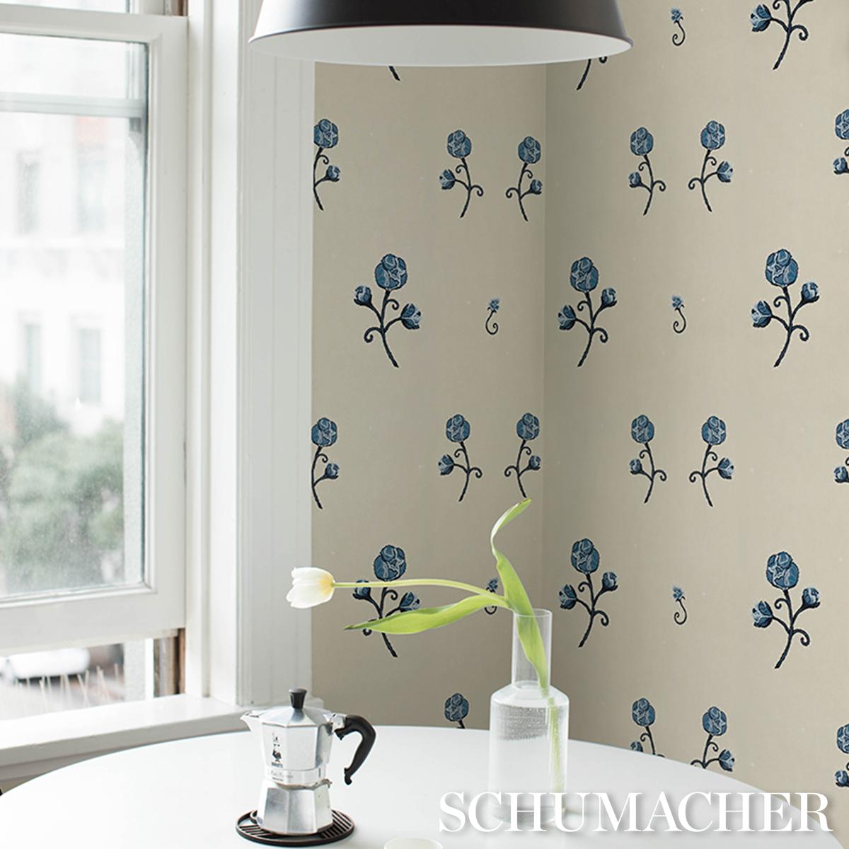 Schumacher Backdrop X Schumacher Rhinestone Cowboy Navy Wallpaper