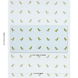 Schumacher Birds Hand Block Print Green On Sky Fabric