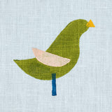 Schumacher Birds Hand Block Print Green On Sky Fabric