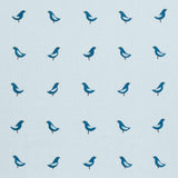 Schumacher Birds Hand Block Print Navy On Sky Fabric