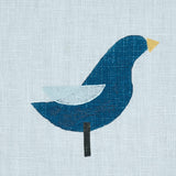 Schumacher Birds Hand Block Print Navy On Sky Fabric