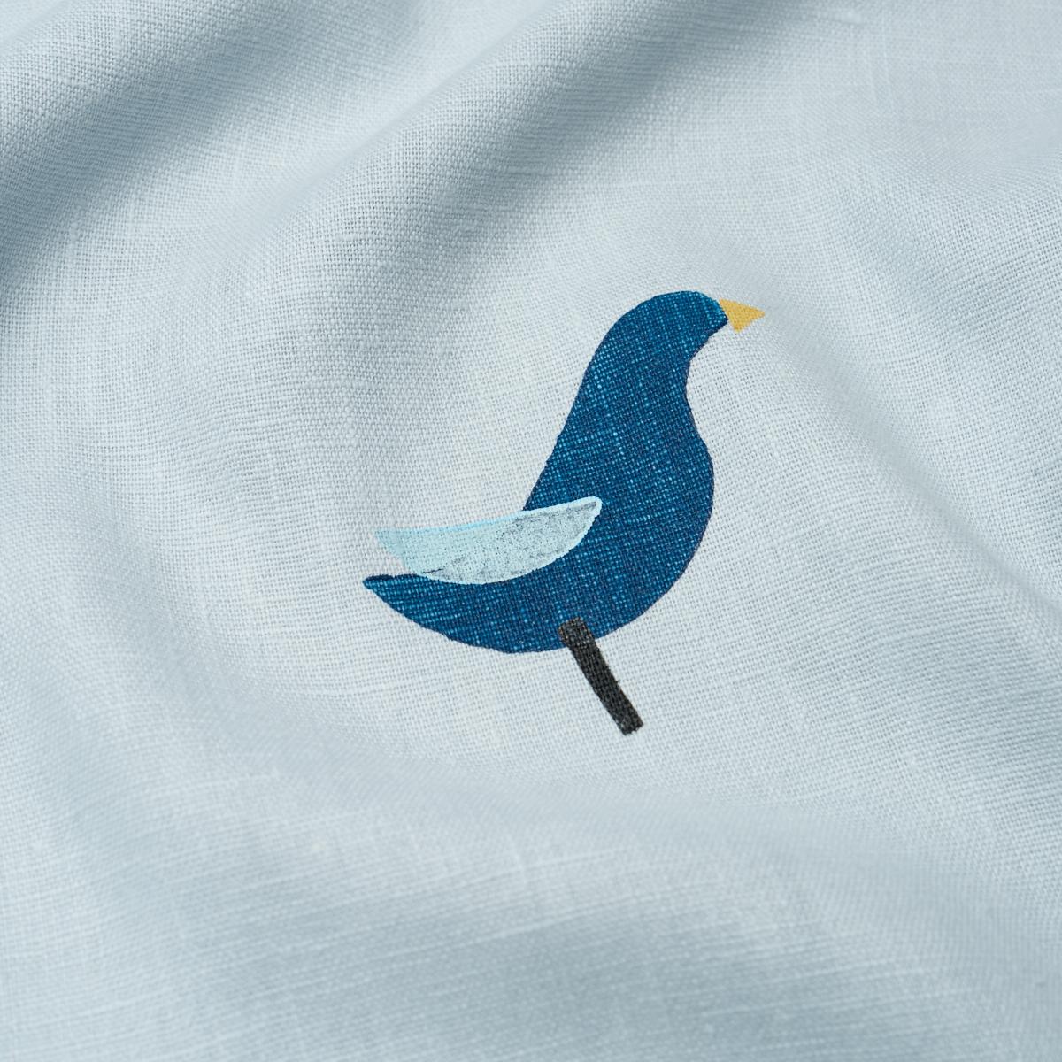 Schumacher Birds Hand Block Print Navy On Sky Fabric