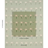Schumacher Tulip Play Hand Block Print Peach On Sage Fabric