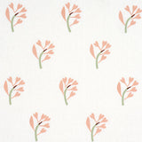 Schumacher Ginkgo Hand Block Print Pink And Sage On White Fabric