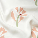 Schumacher Ginkgo Hand Block Print Pink And Sage On White Fabric