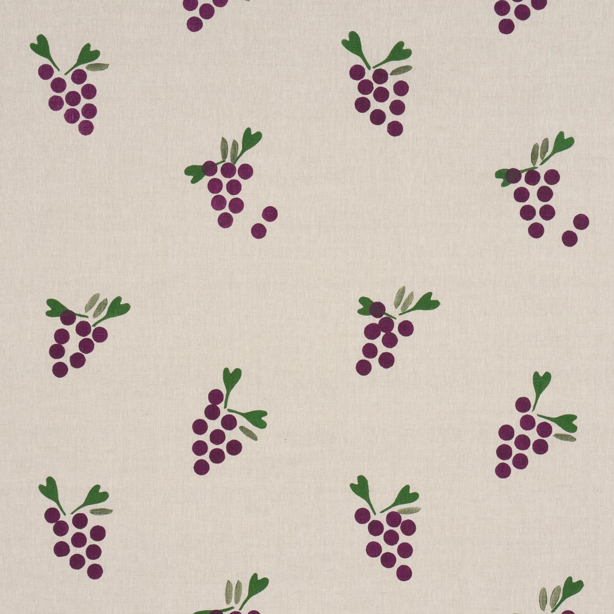 Schumacher Grapes Hand Block Print Purple On Natural Fabric