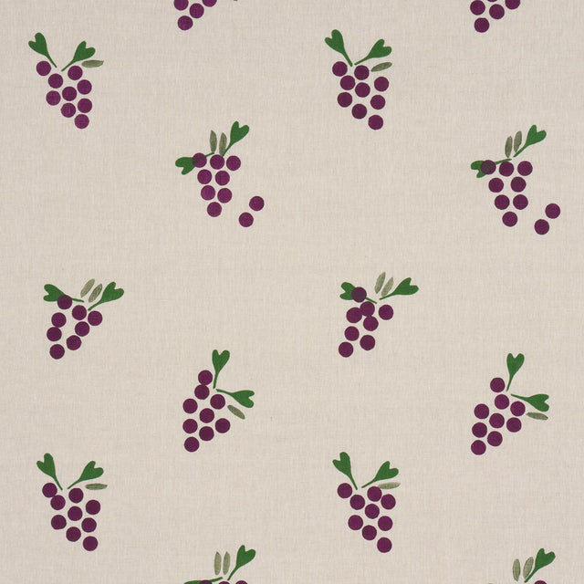 Schumacher Grapes Hand Block Print Purple On Natural Fabric