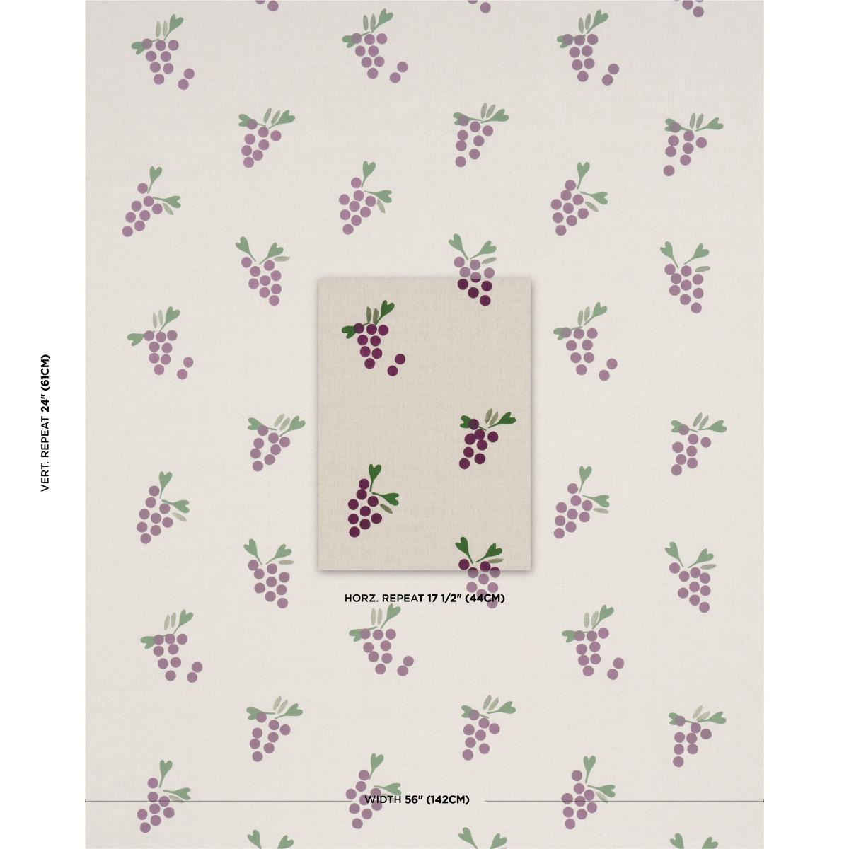 Schumacher Grapes Hand Block Print Purple On Natural Fabric