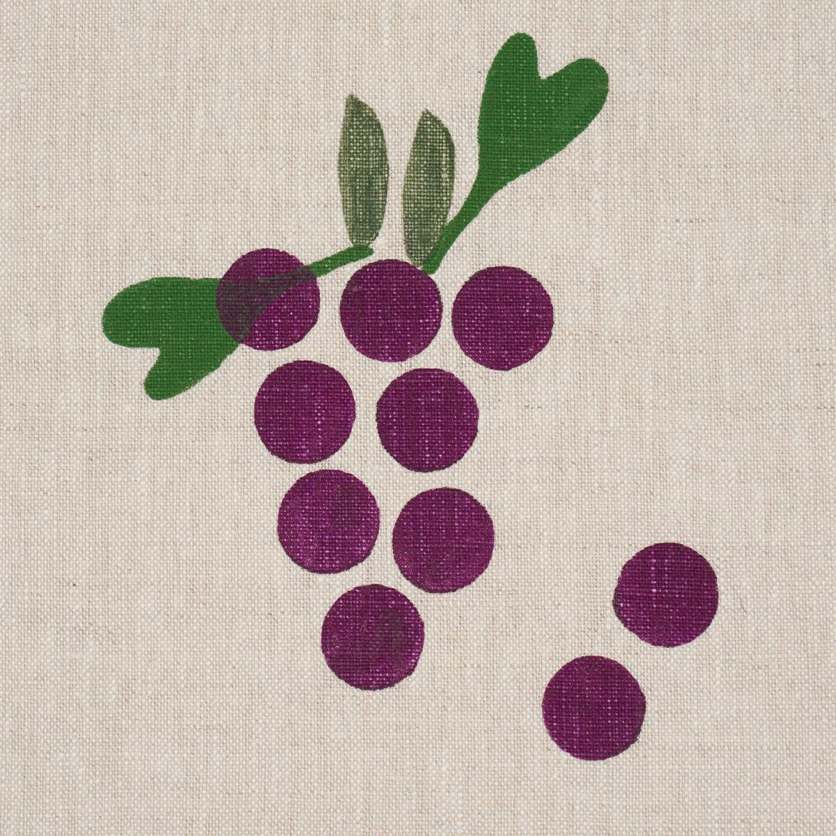 Schumacher Grapes Hand Block Print Purple On Natural Fabric