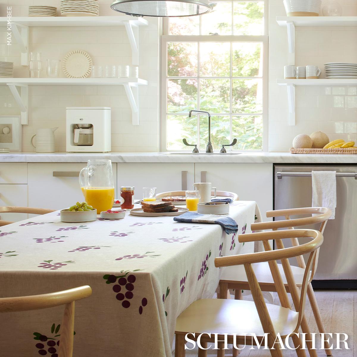 Schumacher Grapes Hand Block Print Purple On Natural Fabric