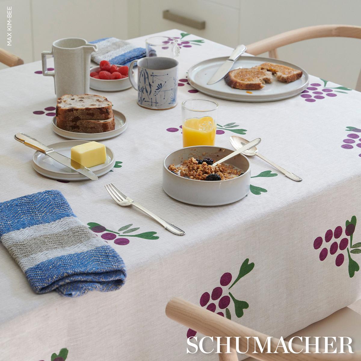 Schumacher Grapes Hand Block Print Purple On Natural Fabric