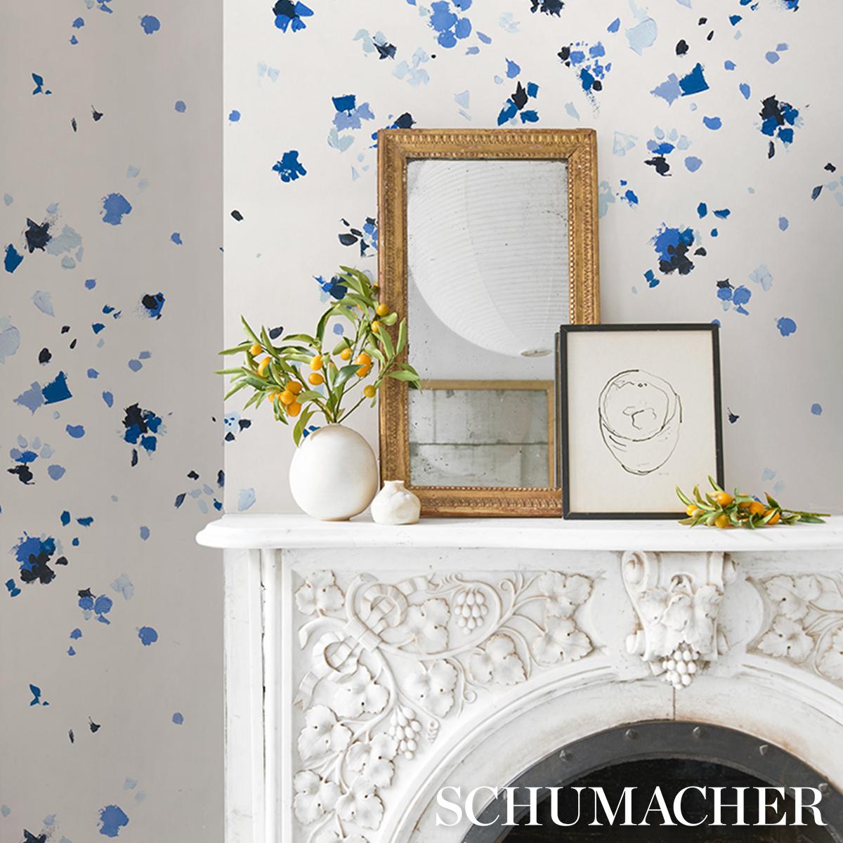 Schumacher Backdrop X Schumacher Fairfarren Clean Blue Wallpaper