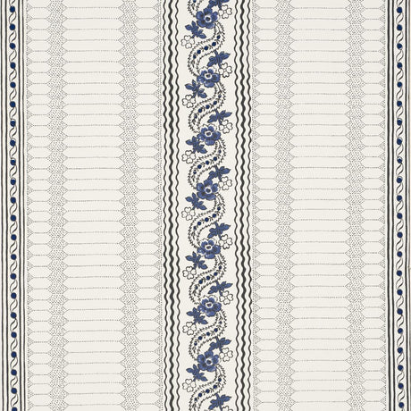 Schumacher Serena Stripe Blue Wallpaper