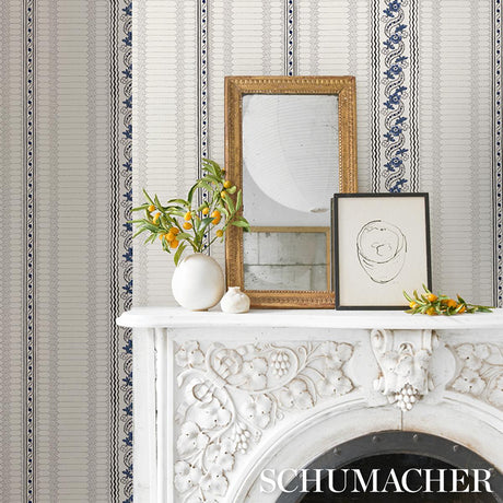 Schumacher Serena Stripe Blue Wallpaper