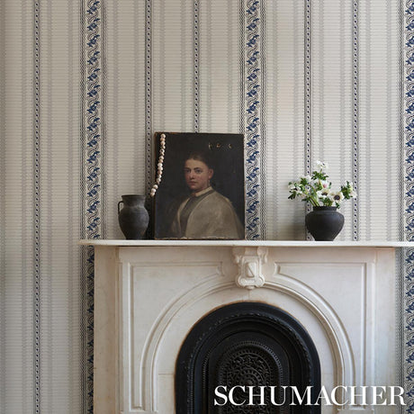 Schumacher Serena Stripe Blue Wallpaper