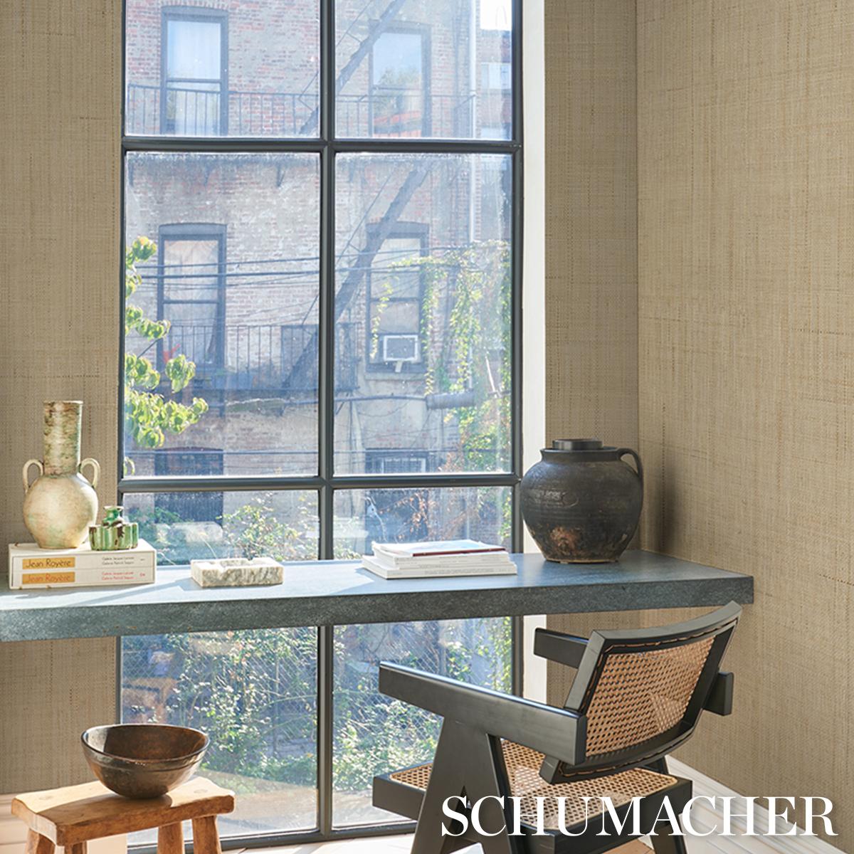 Schumacher Blonde Raffia Wheat Wallpaper