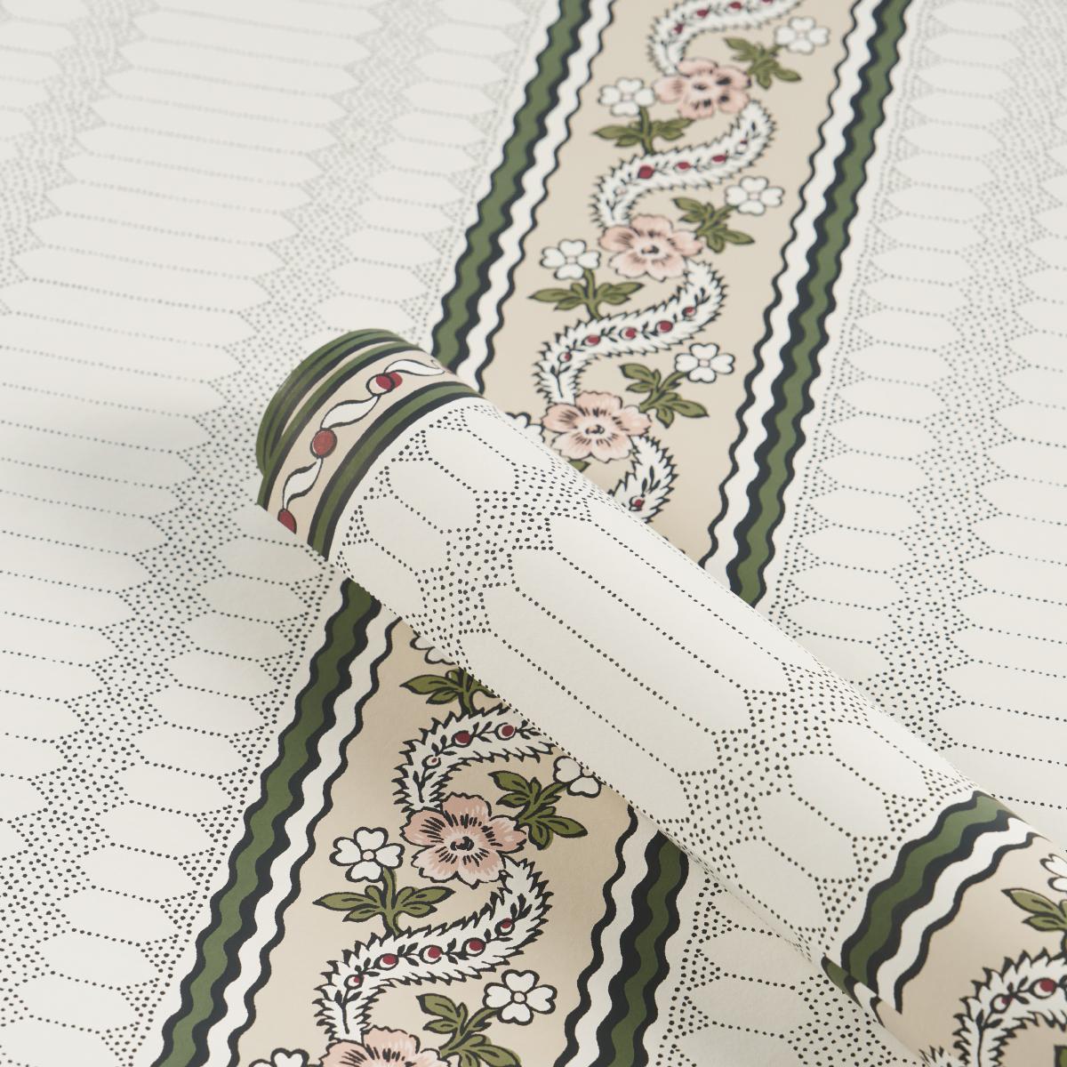 Schumacher Serena Stripe Rose Wallpaper