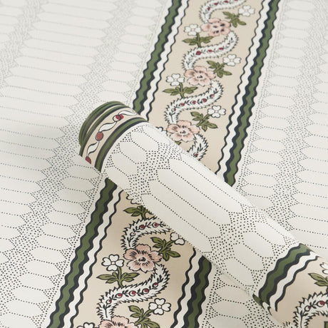 Schumacher Serena Stripe Rose Wallpaper