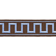 Schumacher Blue On Brown Greek Key Embroidered Tape