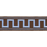Schumacher Blue On Brown Greek Key Embroidered Tape